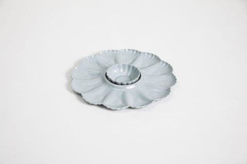 Mother Of Pearl Oyster Plate Dozen Light Blue Grey