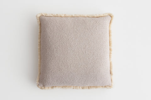 Bowie Square Cushion Linen & Natural Fringe Wool Square 62 x 62cm Linen & Natural