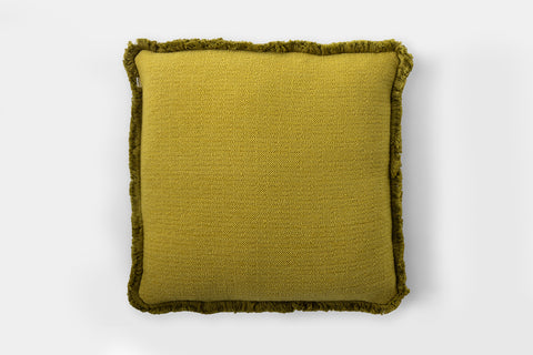 Panama Square Cushion Quince & Green Fringe