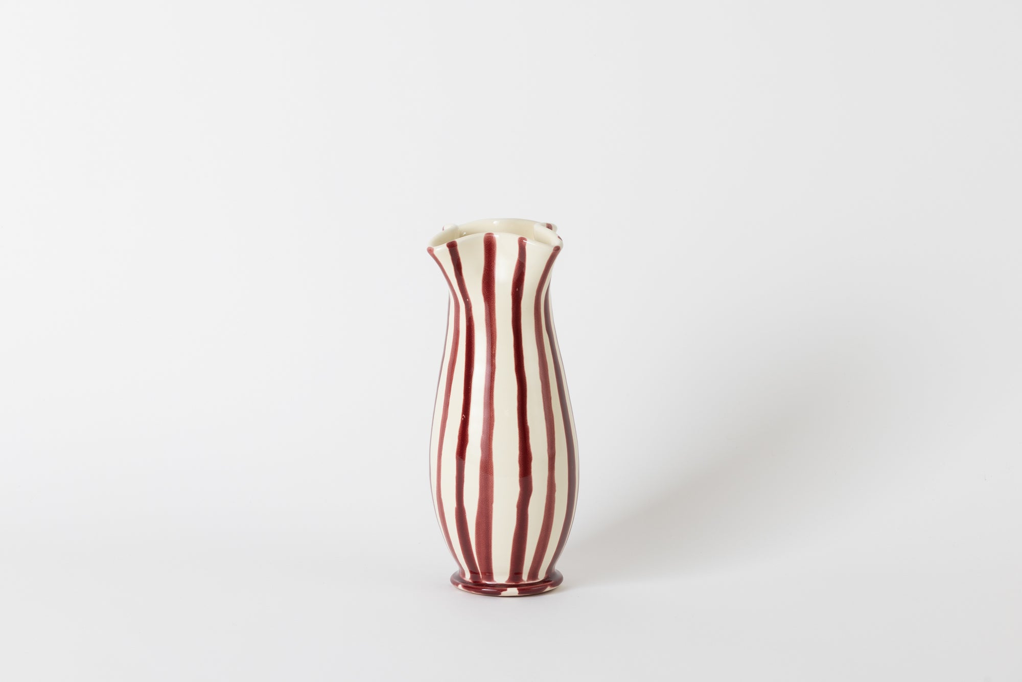 Pinch Vase Burgundy Stripe
