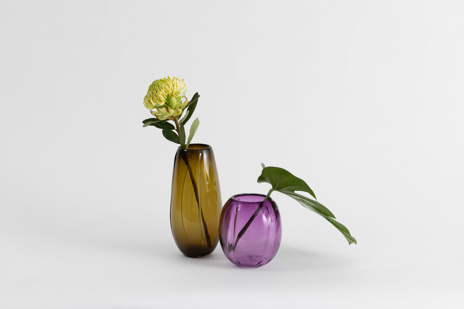 Hot Haus Hand Blown Glass Vase Tall Amber