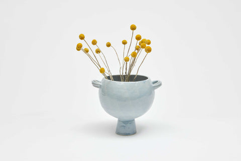 Piped Handle Vessel Light Blue Gloss