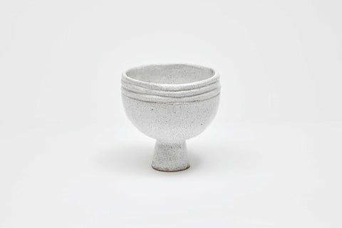 Piped Vessel Small Speckled Raku White