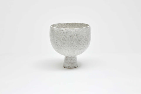 Raku Vessel Large Speckled Raku White