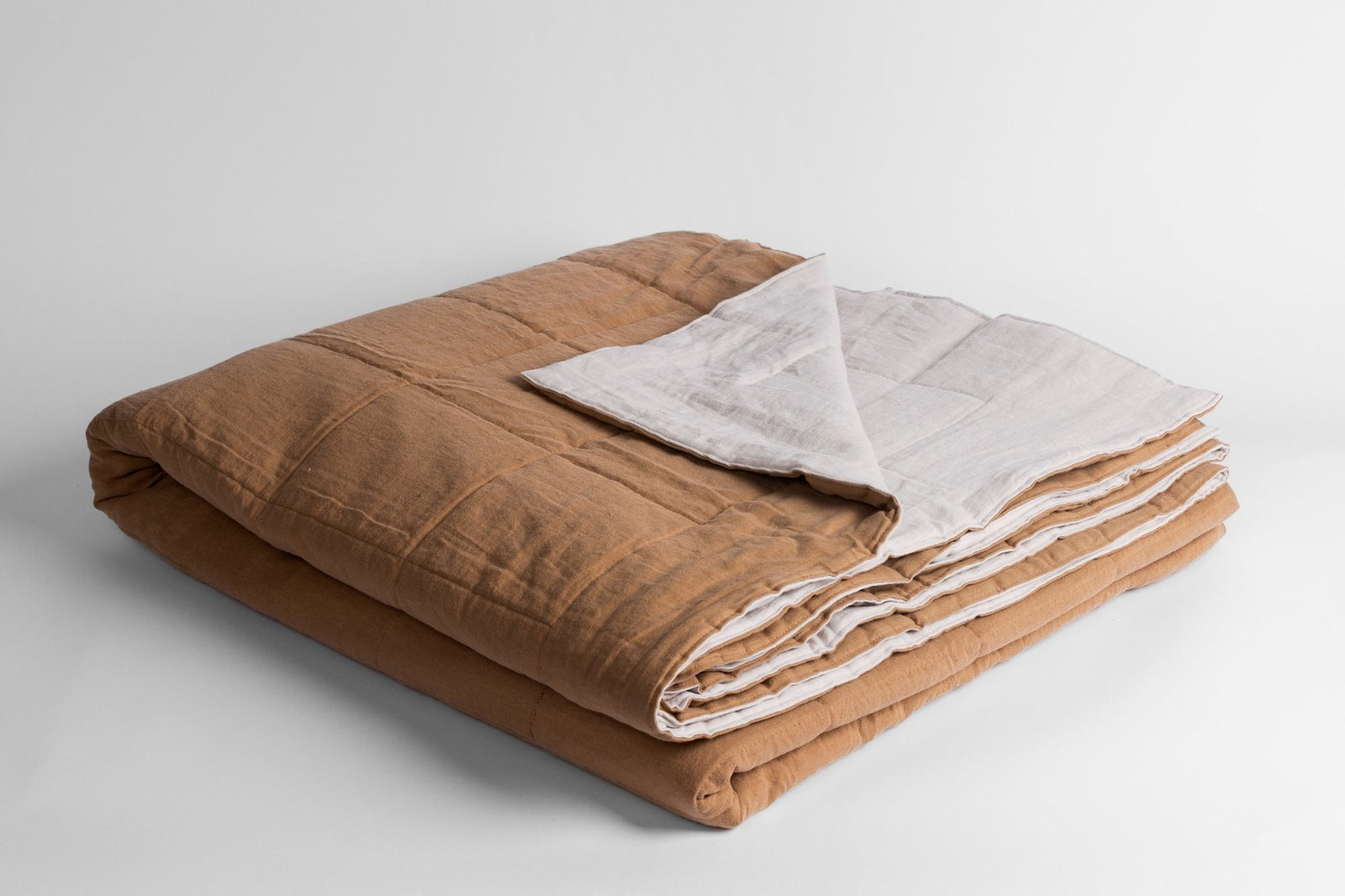 Airo Quilted Bed Cover Grey & Camel Quilted Bed Cover 260 x 240cm Grey & Camel